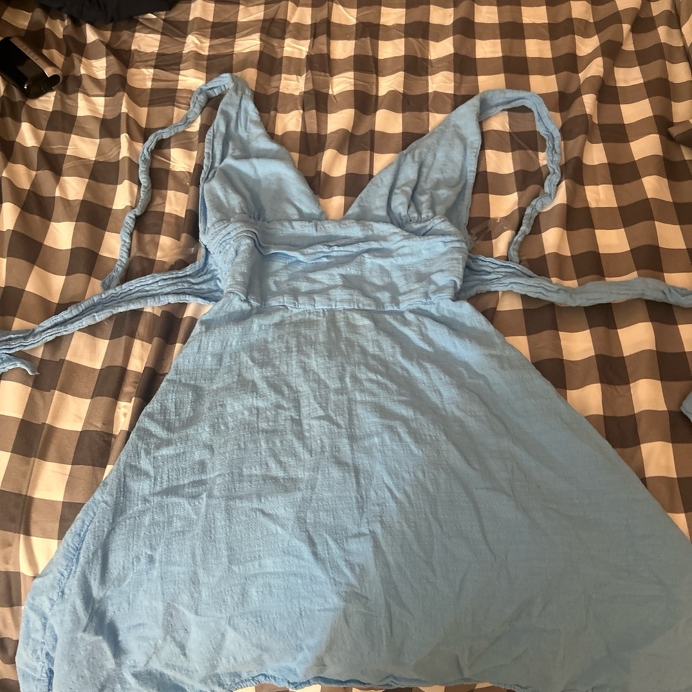 Source Unknown Light Blue Mini Dress